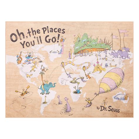 18x24 Dr Seuss Colorful Characters Oh The Places Youll Go World Map