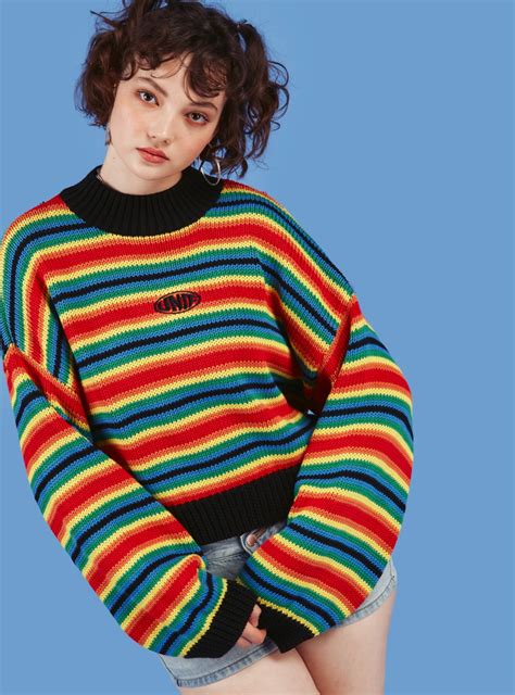 Unif Clarissa Sweater Rainbow Aesthetic Clothes Retro Outfits