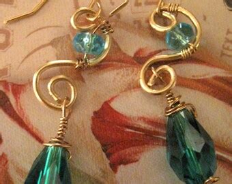 Turquoise Earrings Wire Wrapped Jewelry Handmadedecember