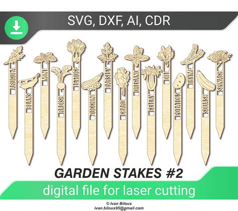 Garden Stakes Laser Cut File Svg Dxf Ai Plant Markers Etsy Canada