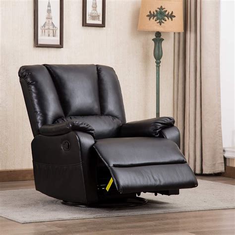 Canmov Contemporary Breathable Bonded Leather Swivel Rocker Recliner