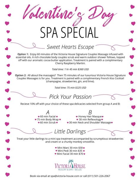 Valentines Day Spa Special Victoria House Resort And Spa