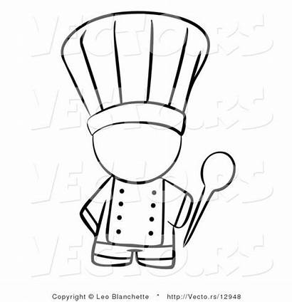 Chef Coloring Mixing Spoon Vector Holding Outline