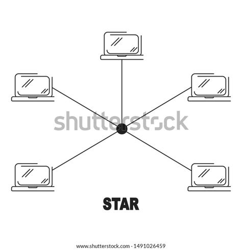 Star Network Topology Vector Black Linear Stock Vector Royalty Free