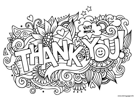 Thank You Very Much Doodle Coloring Page Printable