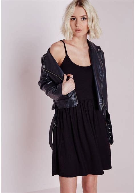 Missguided Jenice Black Strappy Skater Mini Dress 20 Missguided