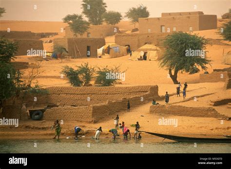 Mali Timbuktu Sahara Desert Sahel View On Village And Mosque Of