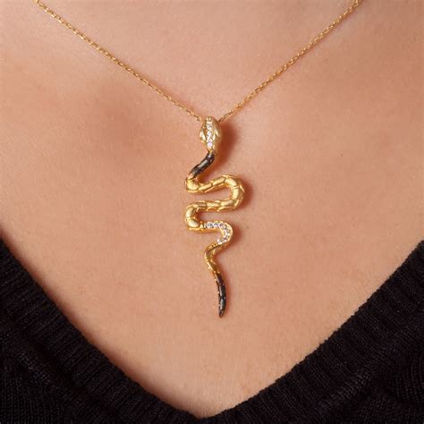 Yellow Snake Pendant - Yellow Serpent Necklace