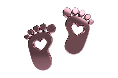 3d Render Baby Foot Bare Foot Heart Icon Transparent Background Png