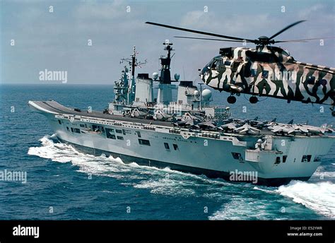 Oman British Royal Navy Aircraft Carrier Hms Illustrious Steams At