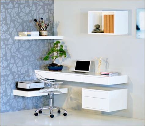 Using leftover fence pickets and the top from her original desk, workshop member tara built floating shelves and a new desk for her daughter's room to. Floating desks with drawers | Modern home office desk ...