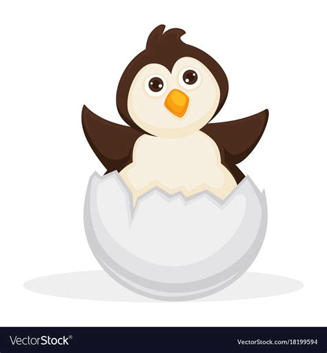 Adorable Baby Penguin Sits In Cracked Egg Shell Vector Image