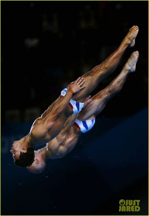 Joe giddens/pa images via getty images. British Synchronized diving team. Tom Daley at the front ...