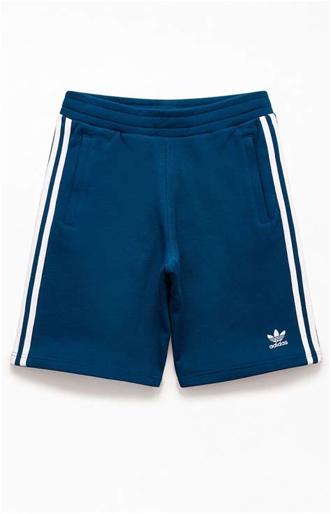 Adidas Mens Blue 3 Stripes Active Shorts Navy Active Shorts Blue