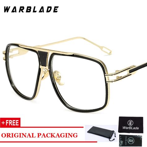 Brand Designer Big Square Glasses Frames For Men Clear Metal Luxury Fashion Large Frame