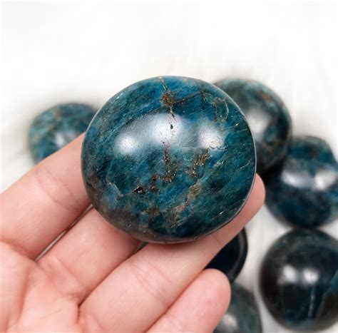 Blue Apatite Apatite Palm Stone Polished Apatite Polished Etsy