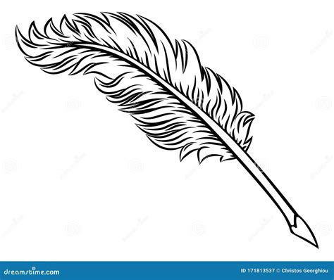 Quill Feather Ink Pen Icon Illustration Stock Vector Illustration Of