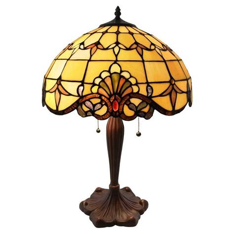 Gracewood Hollow Marouane Inch Stained Glass Amber Table Lamp Bed