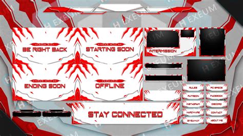 Red And White Animated Twitch Overlay Package Webcam Etsy