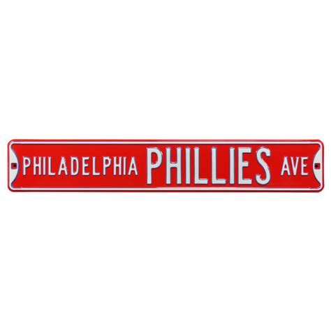 Philadelphia Phillies Red Authentic Street Signs 6 X 36 Steel Team