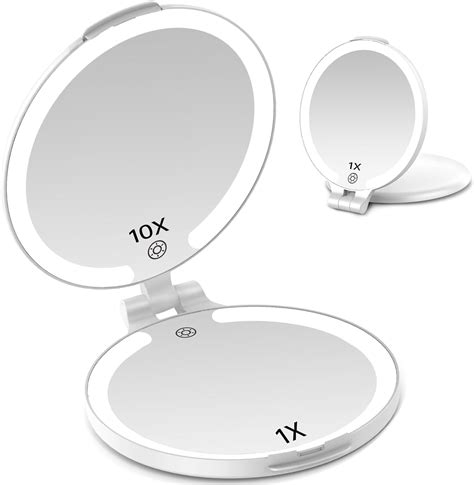Funtouch 7 Travel Makeup Mirror With Light 10x Magnifying Portable Double Side