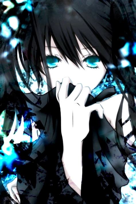 Dark Anime Girlblack Hair And Blue Eyes Black Rock Shooter Android
