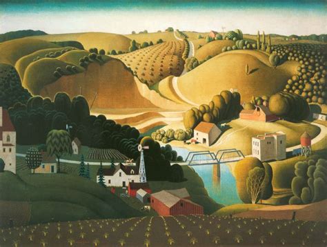 Stone City Iowa By Grant Wood Giclee Canvas Print Repro Grant Wood