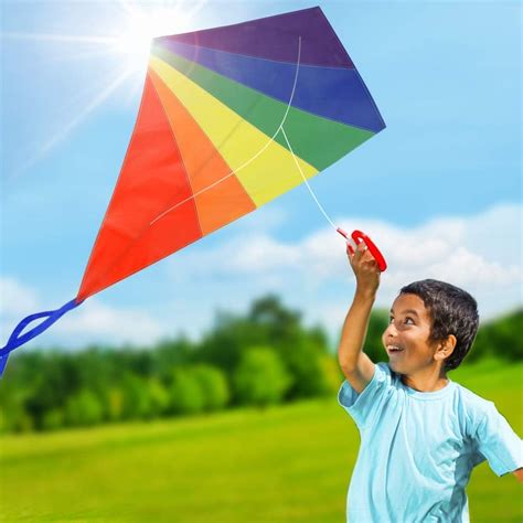 Huge Diamond Kite For Kids Easy Flyer Rainbow Kites For Children And