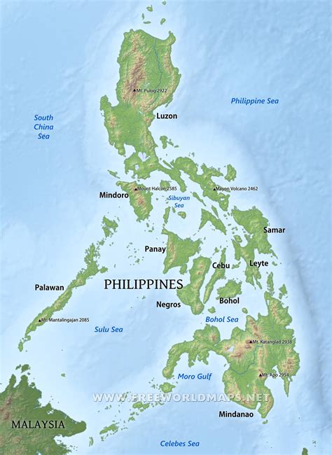 Labeled Physical Map Of The Philippines Best Map Collection Cloud Hot