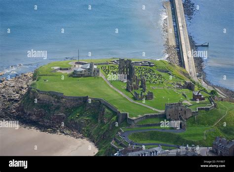 An Aerial View Of Tynemouth Castle And Priory Stock Photo Alamy