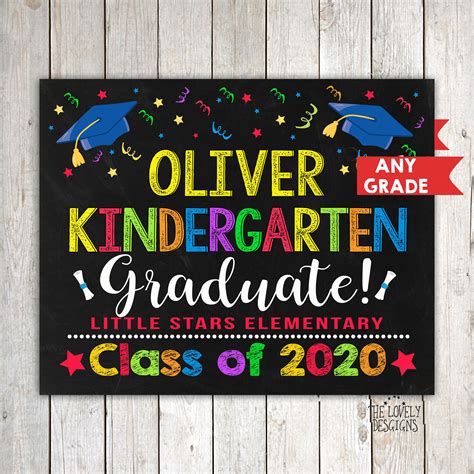 Kindergarten Graduation Sign Personalizedkindergarten Graduatelast