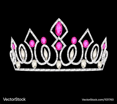 Tiara Crown Womens Wedding With Pink Stones Vector Image