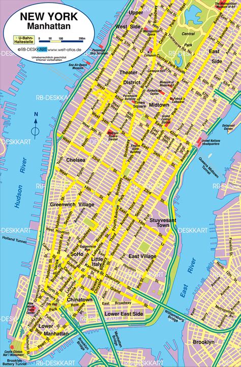 Karte Von New York Manhattan Stadt In Vereinigte Staaten Welt Atlasde