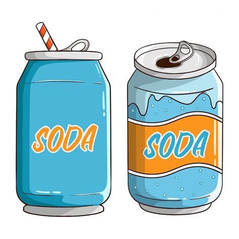 Premium Vector Set Of Soda Can With Colored Hand Drawn Style