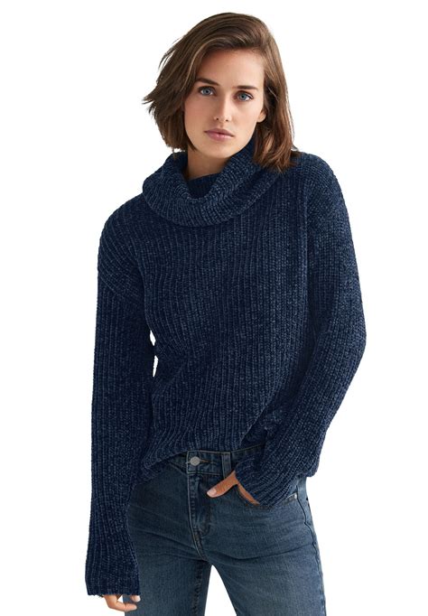 Ellos Womens Plus Size Chenille Turtleneck Sweater Pullover