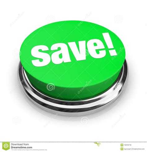 Save Green Button Stock Illustration Image Of Easy