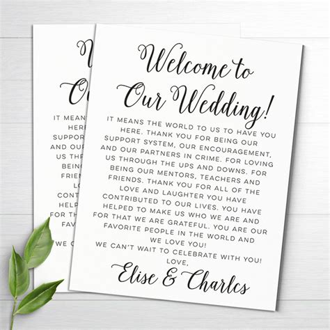 Welcome Message For Wedding Guests At Wedding
