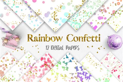 Rainbow Confetti Glitter Background Graphics