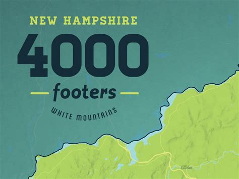New Hampshire 4000 Footers Map 18x24 Poster Etsy