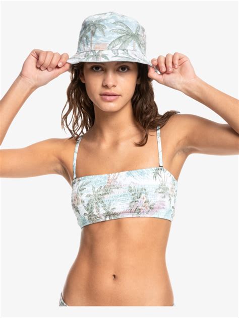 Smocked All Over Print Bandeau Bikini Top For Women Quiksilver