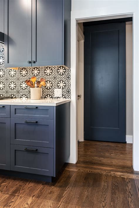 Whether you are searching for inspiration and design tips for your kitchen or looking for some expert. Navy Barn Door to Laundry Matches Kitchen Cabinet Color ...
