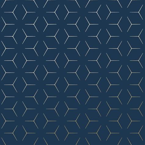 Metro Illusion Geometric Wallpaper Navy Blue And Gold Wow005