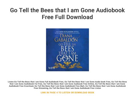 Go Tell The Bees That I Am Gone Audiobook Free Full Download By
