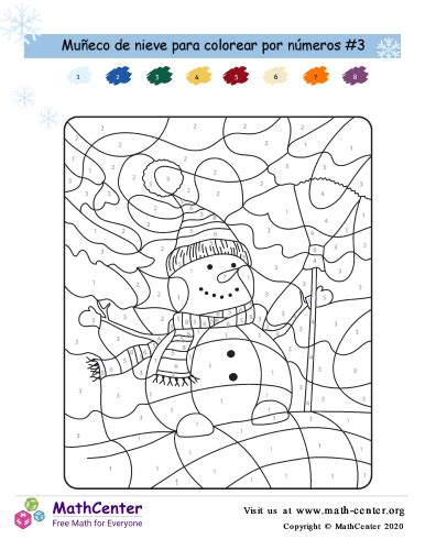 Colorear Por Números Muñeco De Nieve 3 Actividades Para Colorear