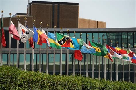 Premium Photo Flags Outside United Nations Building In New York
