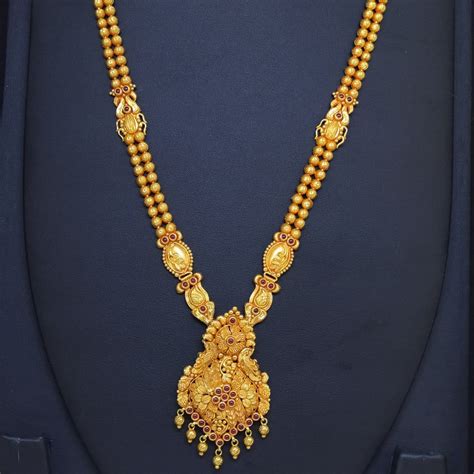 Buy Red Flower Stone Haram Online Sri Ganesh Jewellers Jewelflix In