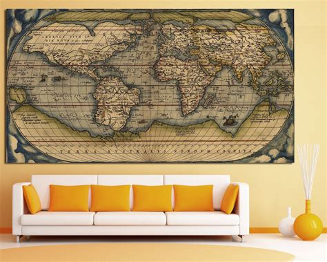 Large Vintage Wall Art Old World Map At World Map