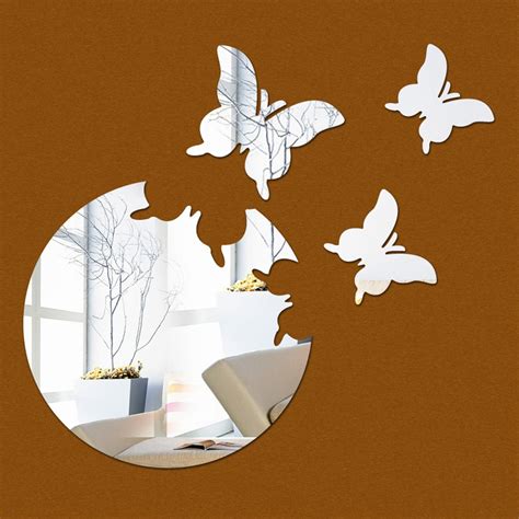 Home Decoration Accessories 3d Stereo Butterfly Decorative Mirror Wall