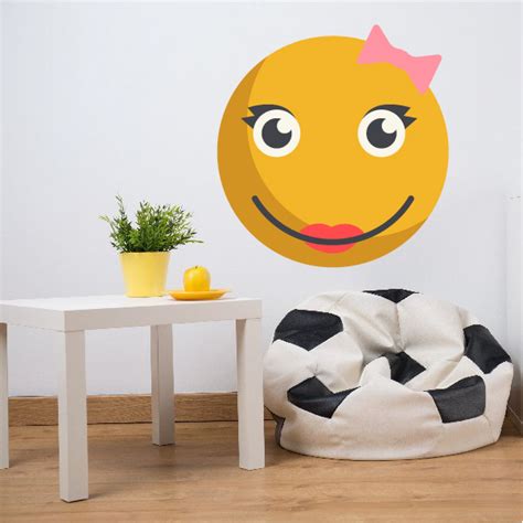 Emoticon Happy Face Girl Wall Decal Vinyl Decal Car Decal Idcolor022