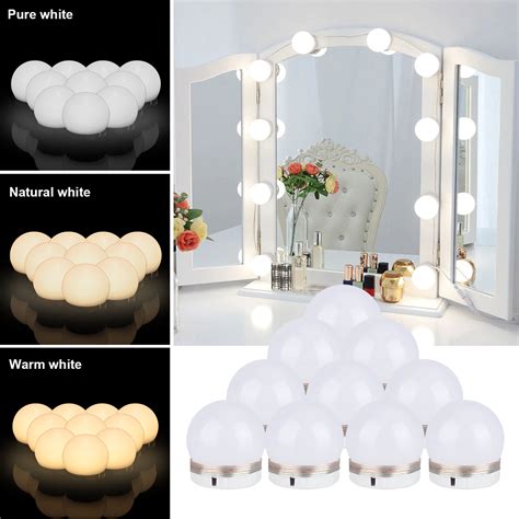 Retractable cable vanity mirror lights hollywood style diy led kit，meet different self. Hollywood Style 10LED Vanity Mirror Lights Kit with ...